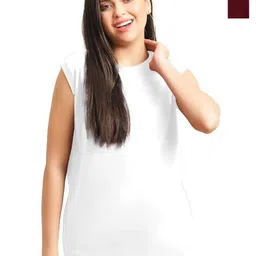 NOTWILD Women Pack Of 2 Solid Round Neck Cotton T-shirts-picture-19