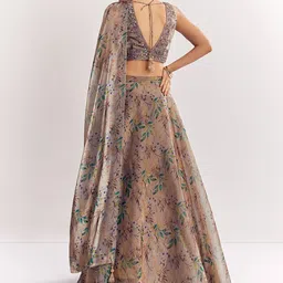 KALKI Fashion Printed Mirror Work Organza Ready to Wear Lehenga & Blouse With Dupatta image 2