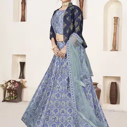 EthnicTree Printed Beads and Stones Ready to Wear Lehenga & Blouse With Dupatta image 3