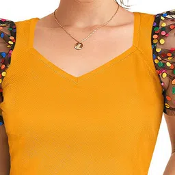 Fashion Care Women Sweetheart Neck Puff Sleeve Crop Top image 3