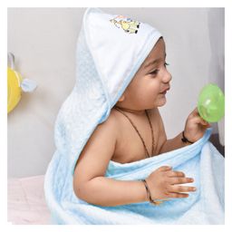 Mom's Home Cotton Hooded Baby Towel Giraffe Print - Blue-picture-45