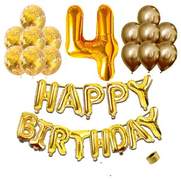 Shopperskart 4th Birthday Balloon Decor Kit Golden - Pack of 30-picture-38