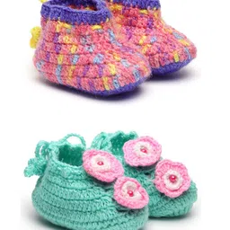 MayRa Knits Hand Knitted Flower Design Booties - Pink-picture-13