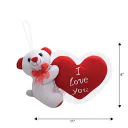Ultra Unisex Kids White & Red Teddy Bear Stuffed Animal Plush Bear with Be My Valentine Red Heart Soft Toy image 3