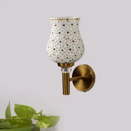 new era Antique Gold Wall Lamp with Mosaic Glass image 2