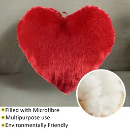 Kuber Industries Red 2 Pieces Heart Shaped Pre-Filled Cushions image 2