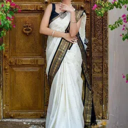 Aman's Impero Woven Design Zari Saree With Unstitched Blouse Piece-picture-15