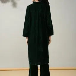 House of Kaftan Velvet Shirt Collar Long Tunic With Trouser image 2