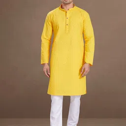 DIVISIVE Men Geometric Embroidered Festive Cotton Straight Kurta-picture-19