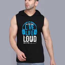 TEEFOX Typography Printed Hooded Sleeveless Regular Fit T-Shirt-picture-36