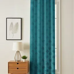 GEET CREATIONS Blue Floral Room Darkening Window Curtain-image-59