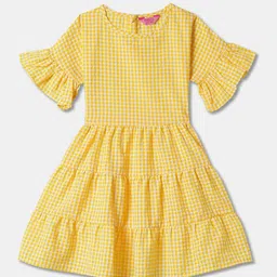 R&B Checked Bell Sleeve Fit & Flare Dress-picture-28