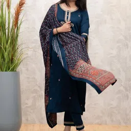 KALINI Women Ethnic Motifs Embroidered Kurta with Trousers & Dupatta-picture-18