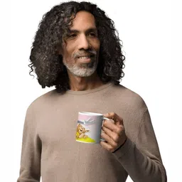 Mr UVD White & Yellow Cartoon Characters Printed Ceramic Glossy Mug image 5