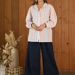 AC&F Striped Cotton Shirt & Trousers Co-Ord Set-picture-13