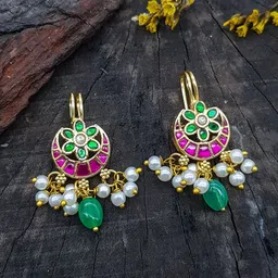 GRIIHAM Gold Plated Jadau Earring-image-62