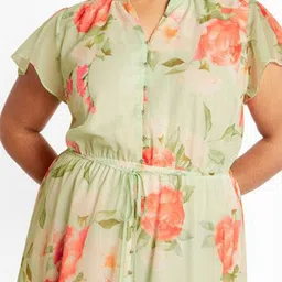 CURVE BY KOTTY Women Floral Print A-Line Dress image 3