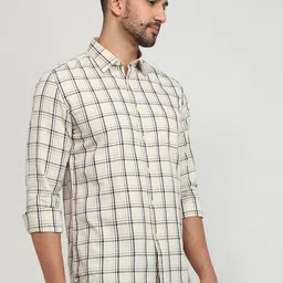 Parx Tartan Checks Checked Cutaway Collar Slim Fit Pure Cotton Shirt image 2