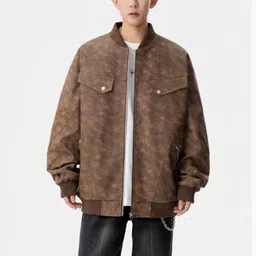 Mast & Harbour Men Stand Collar Self Design Bomber Jacket-picture-32