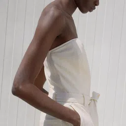 MANGO Strapless Denim Jumpsuit With Belt image 5