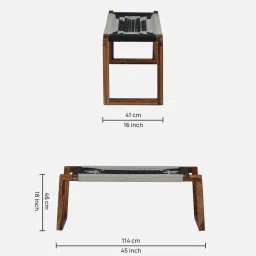 bohemiana from pepperfry Durante Sheesham Wood 2 Seater Bench In Natural Finish image 2
