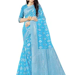 KALINI Woven Design Zari Pure Cotton Banarasi Saree-picture-11