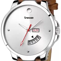 SPENCHER Men Leather Straps Analogue MultiFunction Watch SMW Moon Silver Dial DD STrap image 2