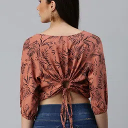 SHOWOFFFF Tropical Print Tropical Crepe Crop Top image 3