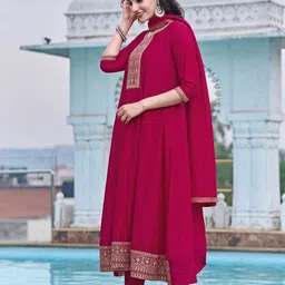 Berrylicious Floral Embroidered Sequinned Anarkali Kurta With Trousers & Dupatta image 3