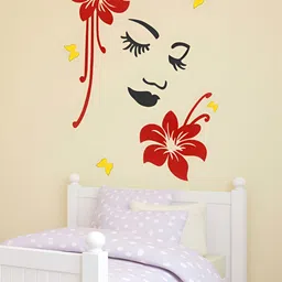 LANSTICK Black & Red Face With Flower Self-Adhesive Wall Sticker image 4