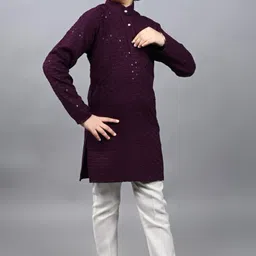 R KAY FASHIONS Boys Ethnic Motifs Embroidered Mirror Work Kurta image 2