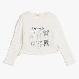 Koton Girls Typography Printed T-shirt-image-95