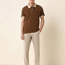 U.S. Polo Assn. Classic Colourblocked Polo Collar Pure Cotton Slim Fit T-shirt image 2