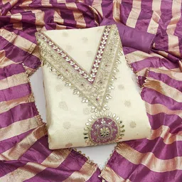 LeeliPeeri Designer Ethnic Motifs Embroidered Sequinned Unstitched Dress Material-picture-22