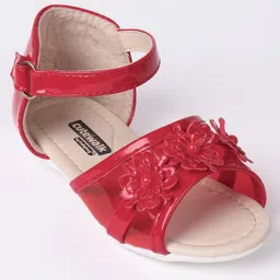 Cute Walk by Babyhug Party Wear Sandals Floral Motif - Black image 3