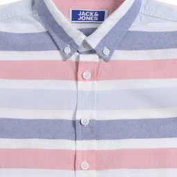 Jack & Jones Junior Full Sleeves Striped Slim Fit Shirt - White image 3