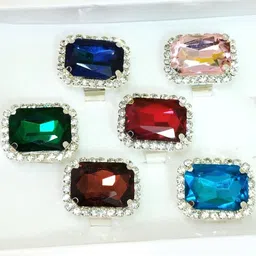 DIVYANSHI COLLECTION Pack Of 6 American Diamond Gold Silver Plated Brass Ring Set-picture-21