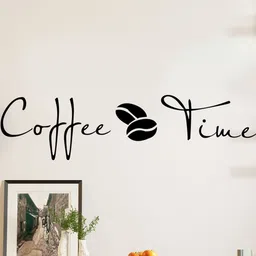 Spiaty Black Printed Coffee Time Wall Stickers image 4