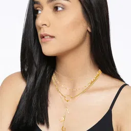 DressBerry Gold-Plated Alphabet Multi Layered Multi-Strand Necklace image 5