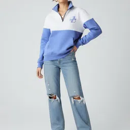 glitchez Colourblocked Drop-Sleeves Fleece Relaxed Fit Sweatshirt image 3
