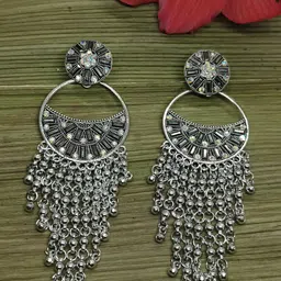 Soniya Crafts German Silver Artificial Beaded Oxidised Contemporary Drop Earrings-picture-41