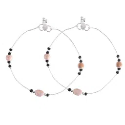 Silvermerc Designs Silver-Plated Artificial Stones Studded and Beaded Anklets image 5