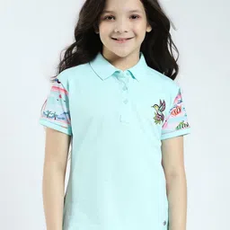 Monte Carlo Girls Printed Polo Collar Applique T-shirt-picture-58