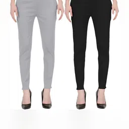 MIXFIT Women Pack of 2 Slim Fit Mid-Rise Formal Trousers-picture-12