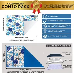 E-Retailer 5-Pcs Maroon Printed Refrigerator Covers image 2