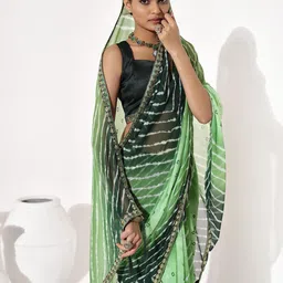 all about you Leheriya Gotta Patti Pure Georgette Leheriya Saree image 5