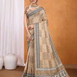 all about you Ajrak Block Pashmina Saree-picture-16