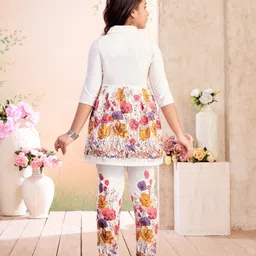 aarika Girls Floral Printed Cotton A-Line Kurta with Trousers image 4