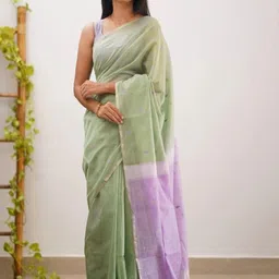 Rujave Woven Design Zari Silk Blend Handloom Kanjeevaram Saree image 5