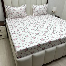 Pure Decor Pink & White Floral 350 TC Queen Bedsheet with 2 Pillow Covers-picture-17